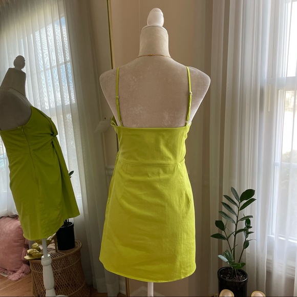 Zara Key Lime Cut Out Mini Dress Size L - Picture 6 of 11
